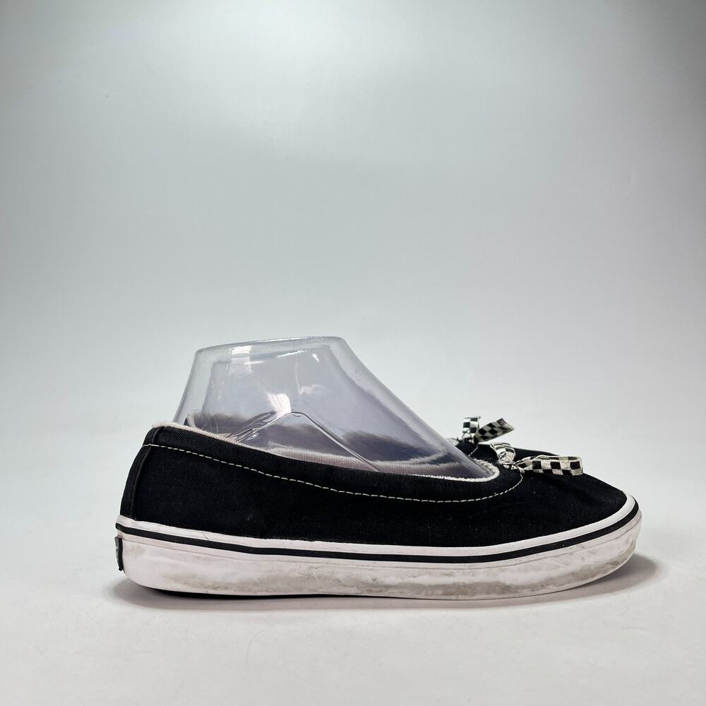 Vintage Vans Black Casual Slip On Canvas Bow Ballet Flat Shoes Women's Size 5.5